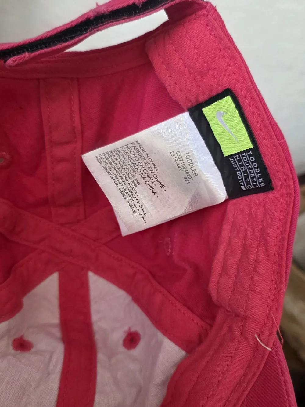 Nike Toddler Pink Baseball Cap with Lime Accent